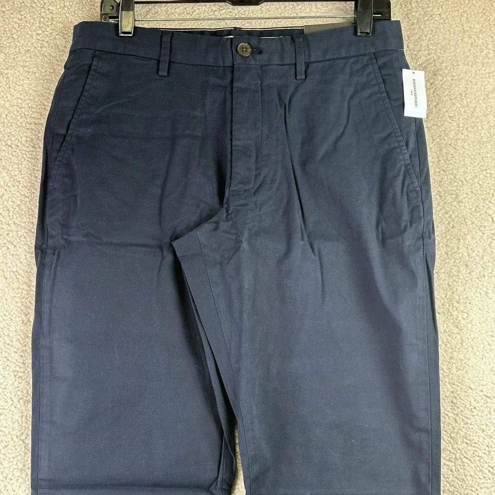 Banana Republic Lived-In Chino Pants Mens 30x30 Navy Athletic Fit Tapered New